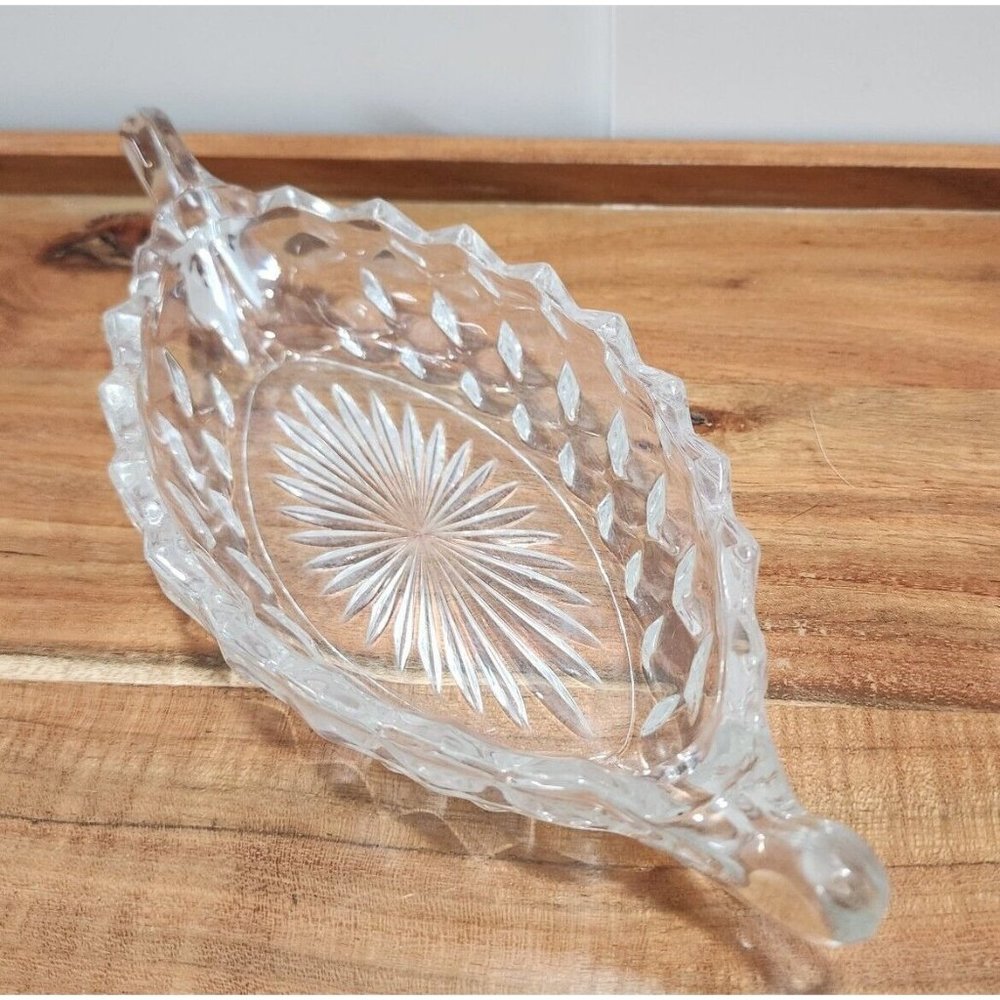 Fostoria Glassware American Clear Cubist Boat Relish Dish 8.5"